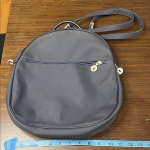 Mandarina Duck Navy Backpack Nylon Leather Trim Mini Round